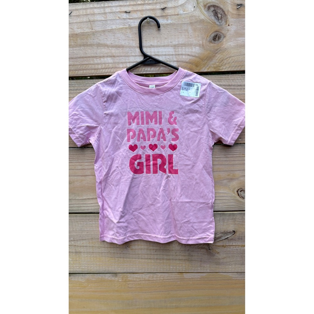Rabbit Skins Girls Pink Mimi & Papa's Girl Graphic T-Shirt Size 5/6